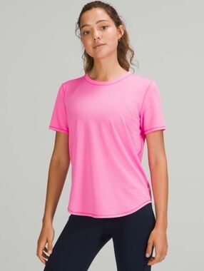 Lululemon High Neck Running  Training Tee Pow Pink Light No Size Tags Size S???